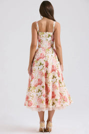 Vestido Midi Vermelho Floral - Liviele