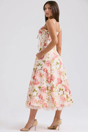 Vestido Midi Vermelho Floral - Liviele