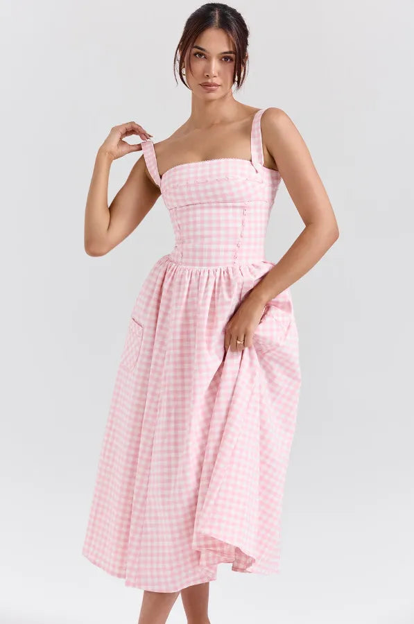 Vestido Midi Xadrez Modelador - Liviele