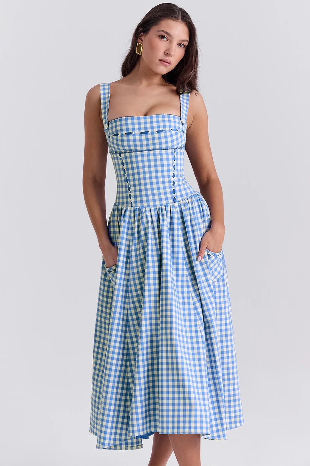 Vestido Midi Xadrez Modelador - Liviele