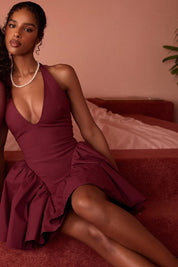 Vestido Vinho Curto Com Alça - Liviele