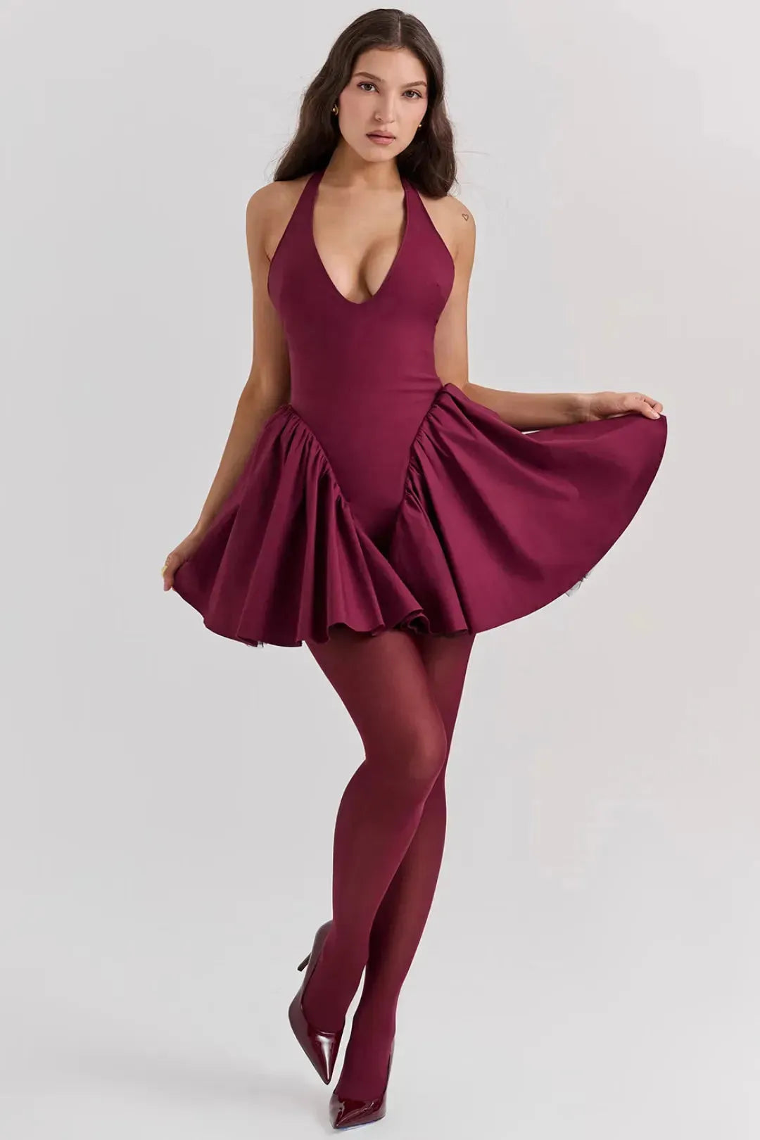 Vestido Vinho Curto Com Alça - Liviele