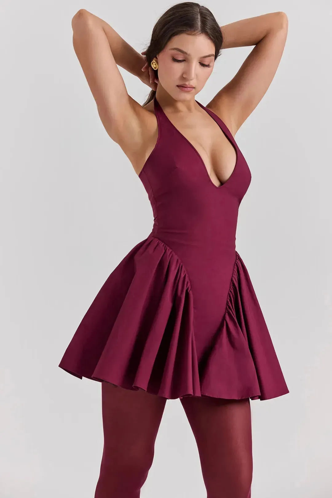Vestido Vinho Curto Com Alça - Liviele