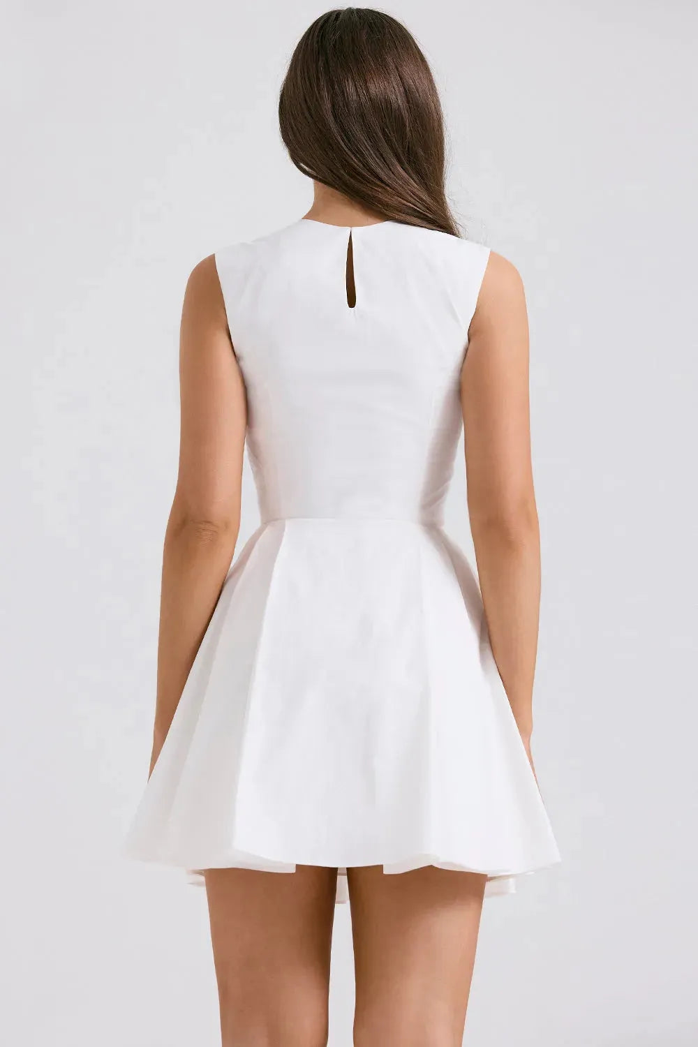 Vestido Curto Plissado de Algodão Branco - Liviele