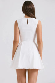 Vestido Curto Plissado de Algodão Branco - Liviele