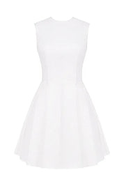 Vestido Curto Plissado de Algodão Branco - Liviele