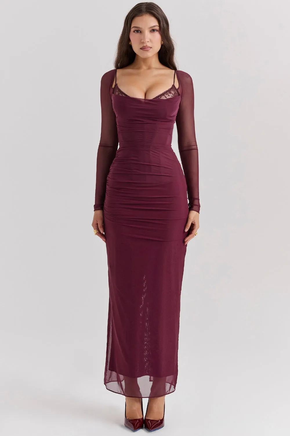 Vestido Longo Com Renda - Liviele