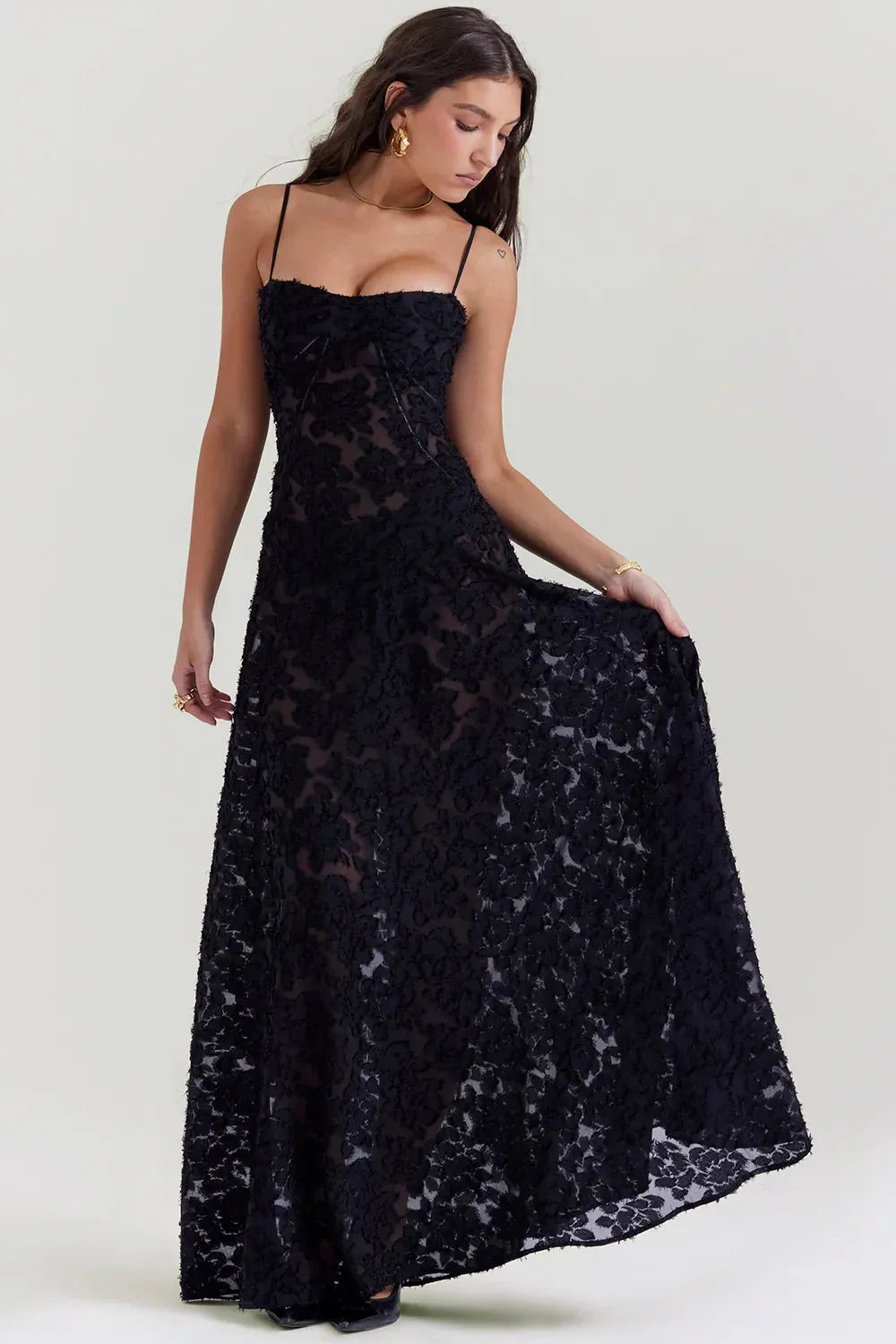Vestido Longo Floral Branco Exclusivo - Liviele
