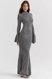 Vestido Longo Para Festas Cinza - Liviele