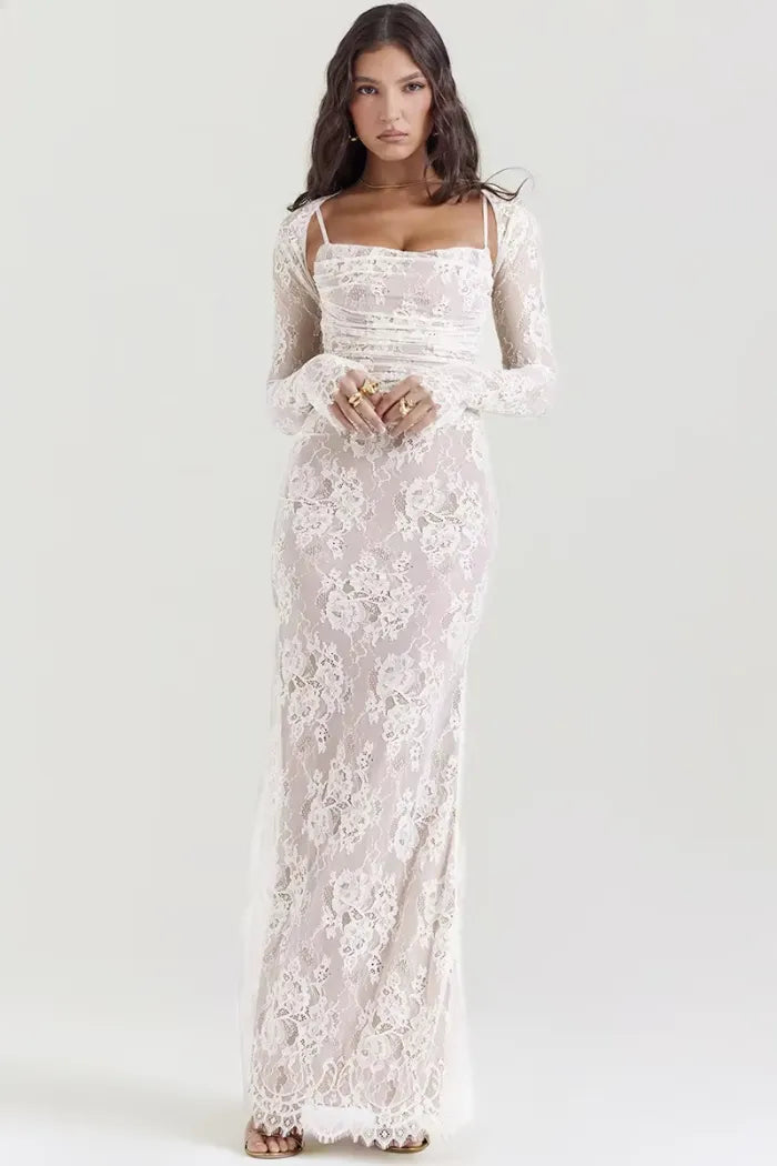 Vestido Longo de Renda Branco - Liviele