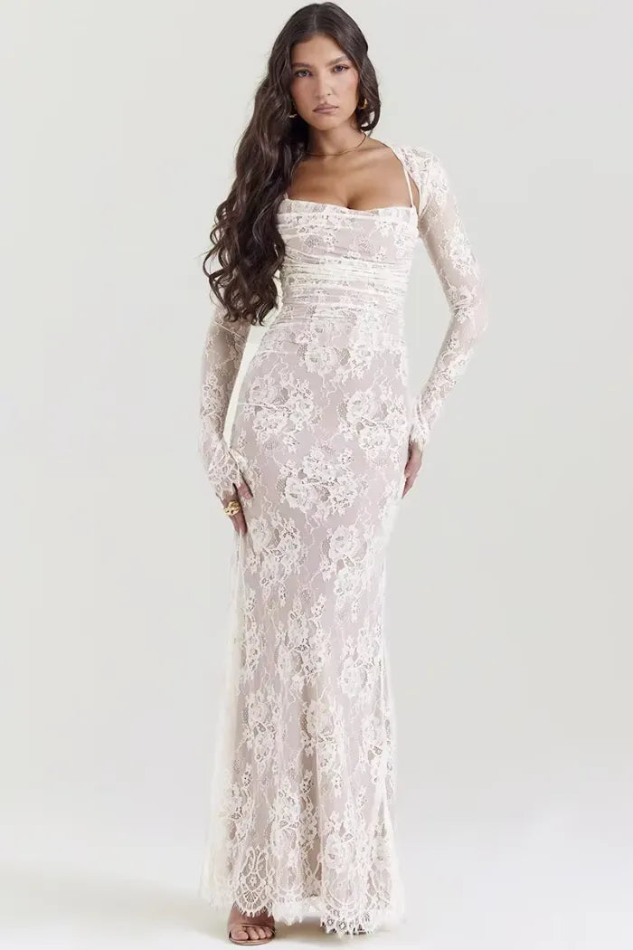 Vestido Longo de Renda Branco - Liviele
