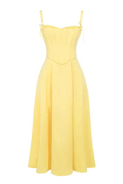 Vestido Midi Amarelo com Espartilho - Liviele