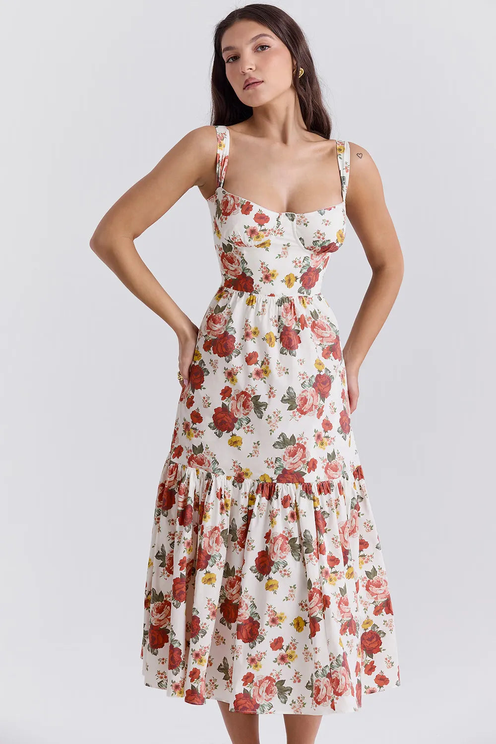 Vestido Midi Branco Flora  - Liviele