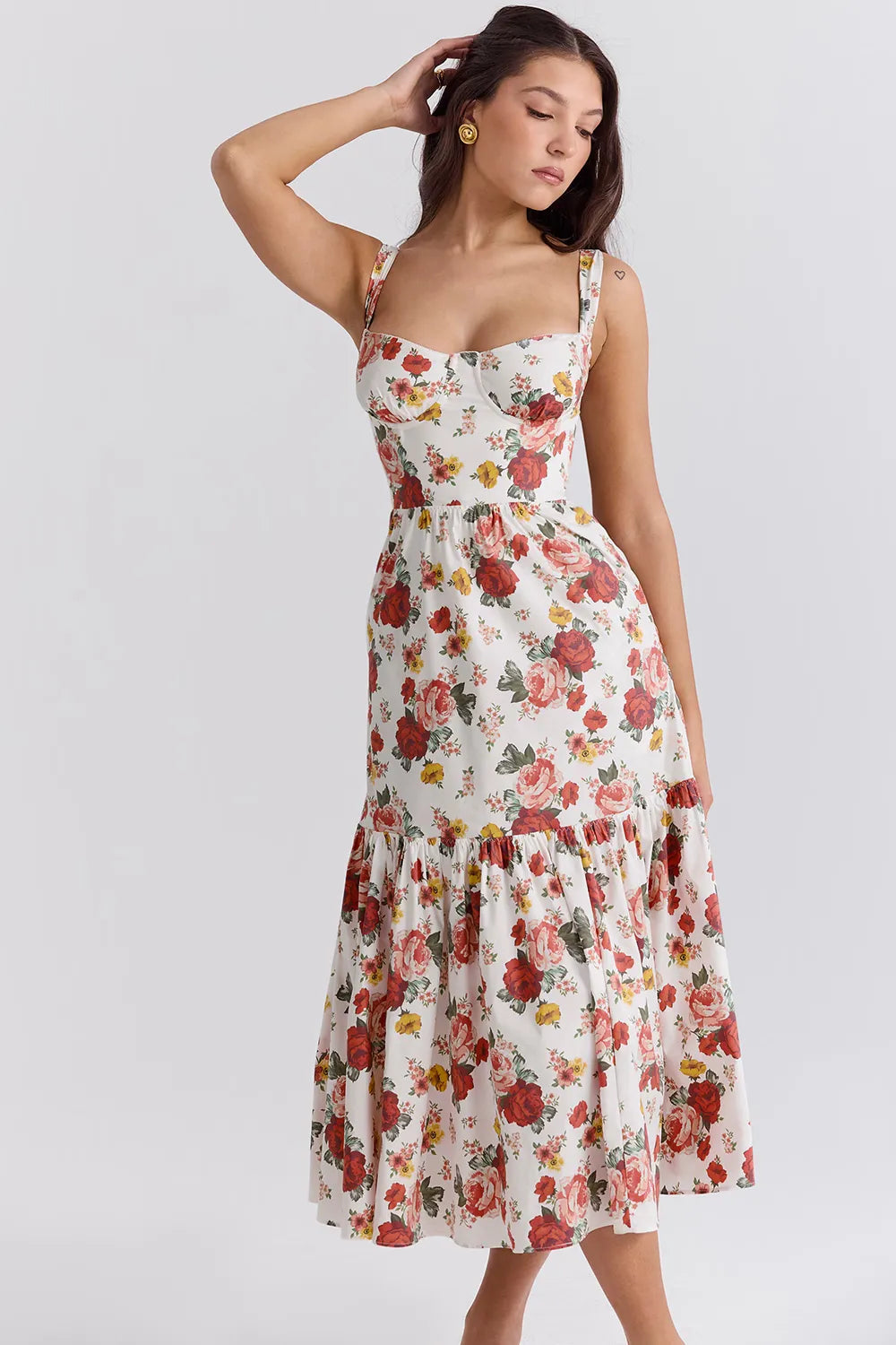 Vestido Midi Branco Flora  - Liviele
