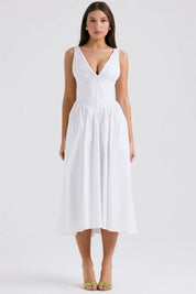 Vestido Midi Branco Liso - Liviele