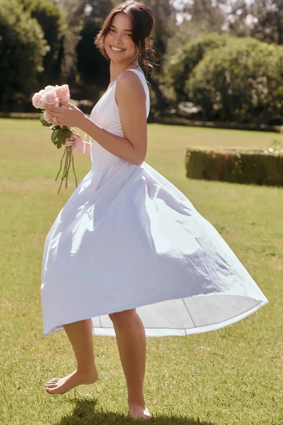 Vestido Midi Branco Liso - Liviele