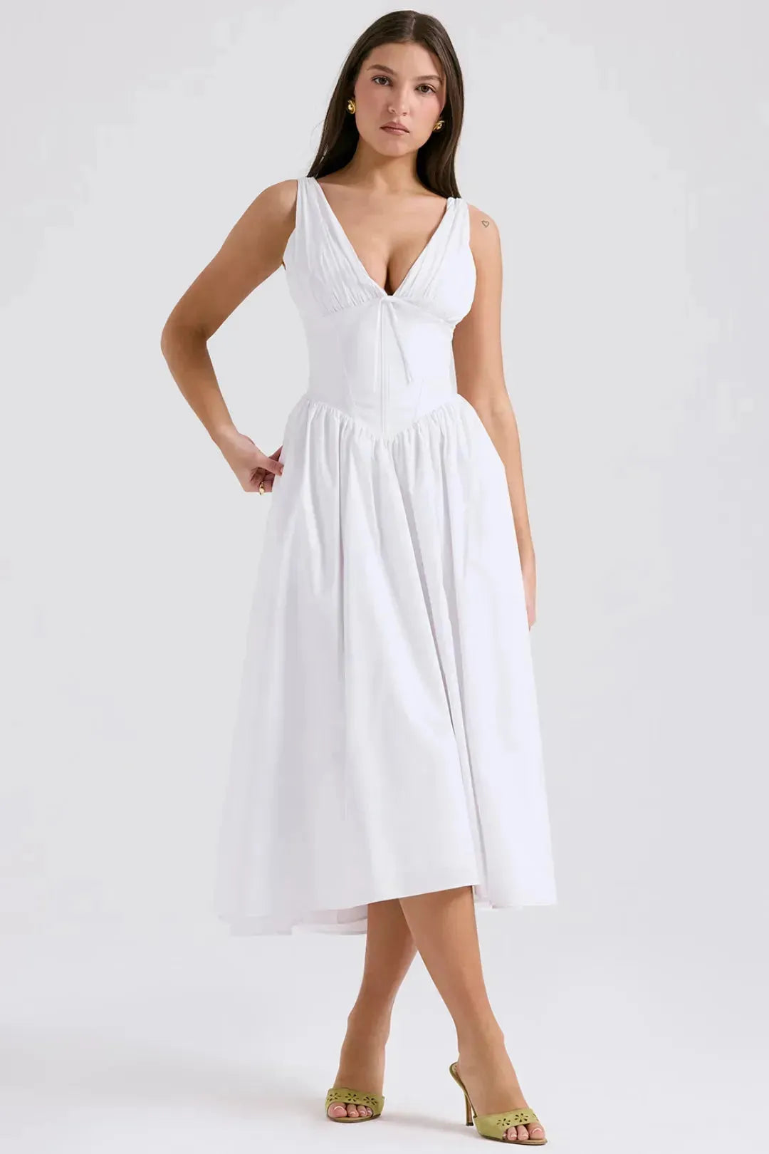 Vestido Midi Branco Liso - Liviele