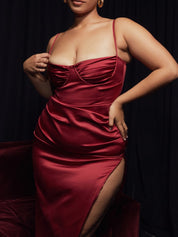 Vestido Midi Cetim - Modelo Liviele