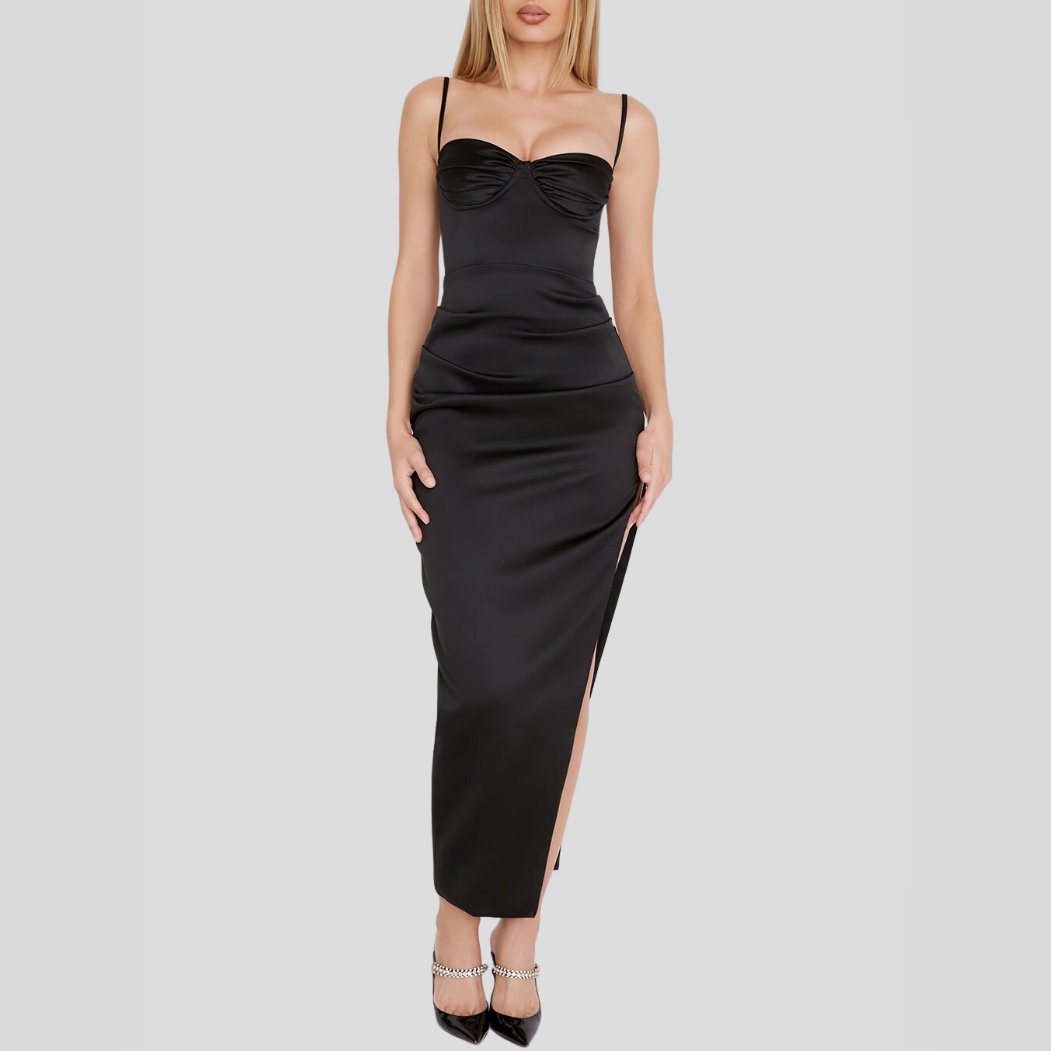 Vestido Midi Cetim - Modelo Liviele