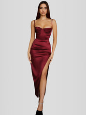 Vestido Midi Cetim - Modelo Liviele