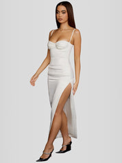 Vestido Midi Cetim - Modelo Liviele