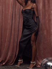 Vestido Midi Cetim - Modelo Liviele