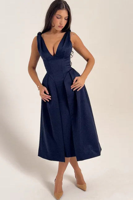 Vestido Midi Cetim Pêssego - Liviele