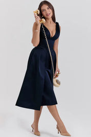 Vestido Midi Cetim Pêssego - Liviele