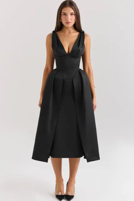 Vestido Midi Cetim Pêssego - Liviele