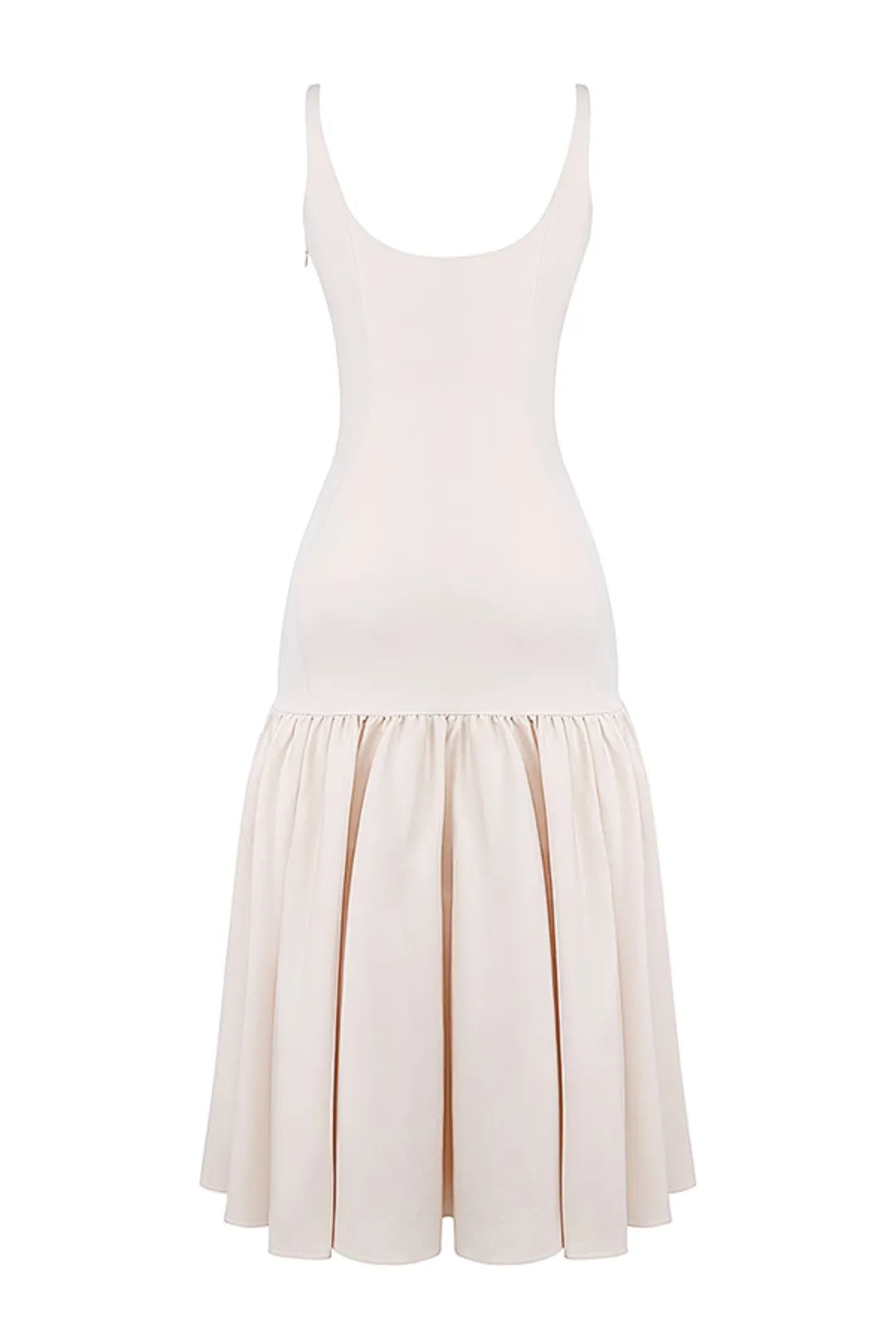 Vestido Midi Creme Cintura Caída Vintage - Liviele