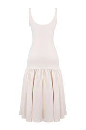 Vestido Midi Creme Cintura Caída Vintage - Liviele