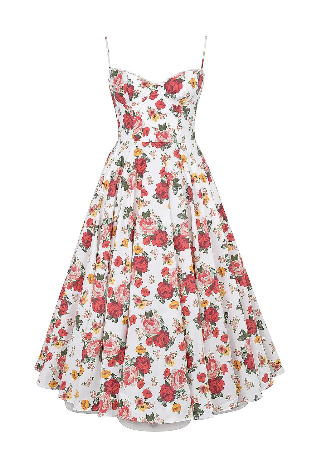 Vestido Midi Floral Com Forro em Tule - Liviele