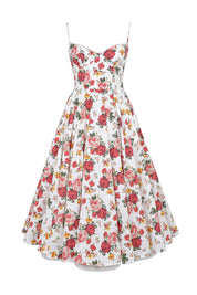 Vestido Midi Floral Com Forro em Tule - Liviele