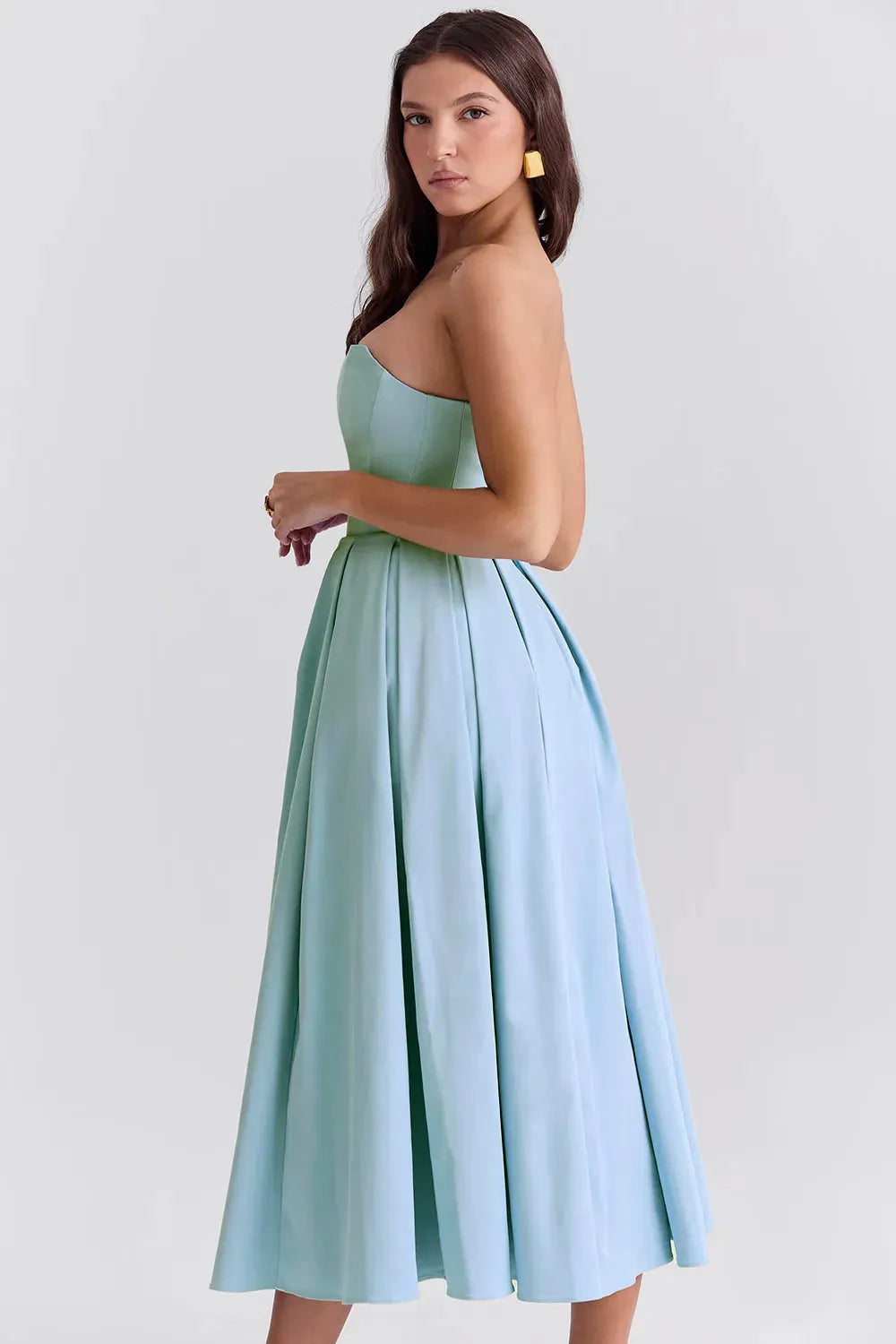Vestido Midi Sem Alça Modelo - Liviele