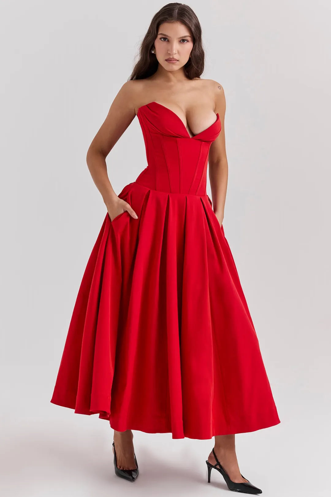 Vestido Midi Vermelho Exclusivo - Liviele