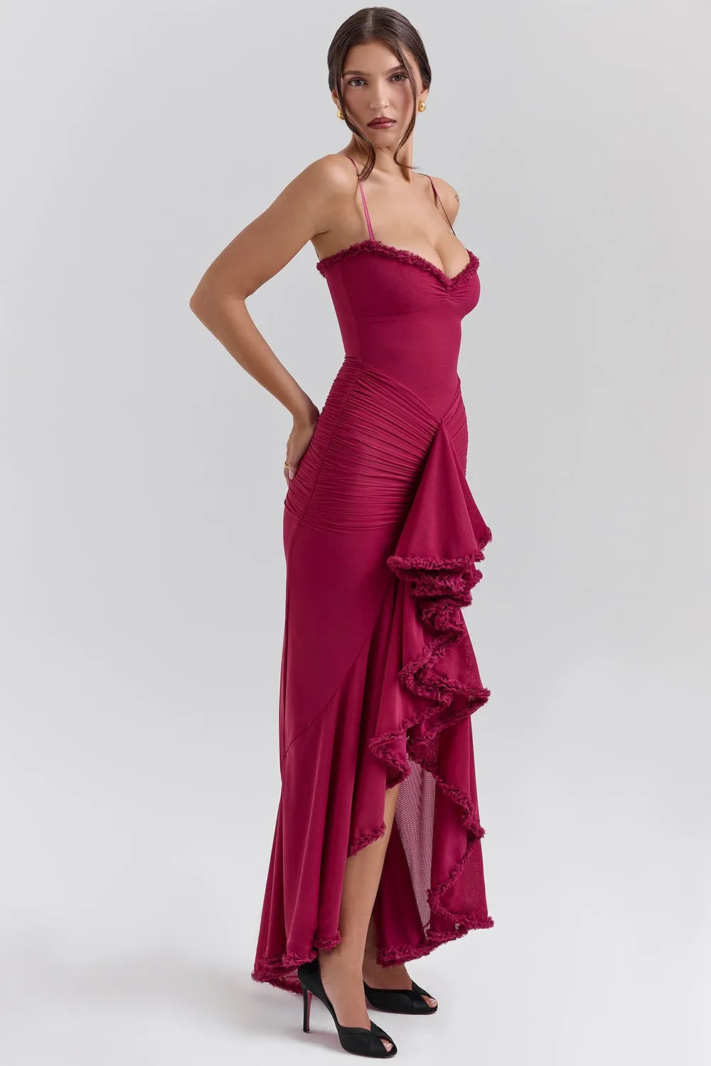Vestido Longo  Com Babado - Modelo Liviele