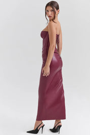 Vestido Maxi Feito Em Couro Vegano - Modelo Liviele